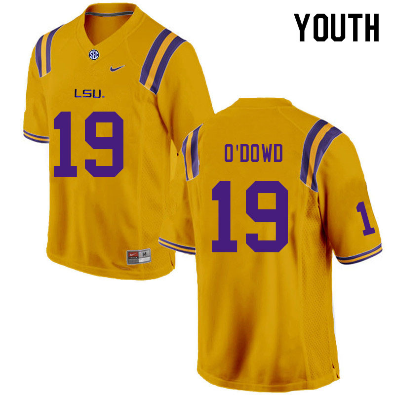 Youth #19 Matt O'Dowd LSU Tigers College Football Jerseys Sale-Gold - Click Image to Close